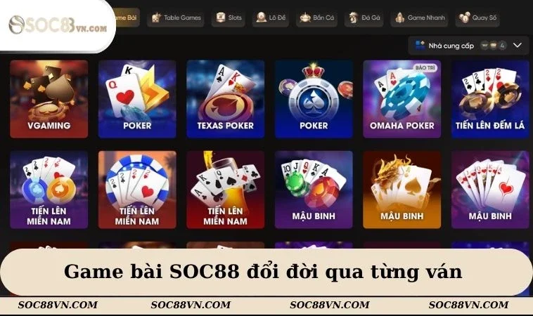 Game bài SOC88 đổi đời qua từng ván 