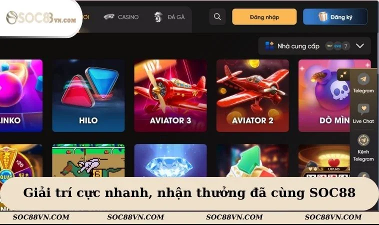 Giải trí cực nhanh, nhận thưởng cực đã cùng SOC88